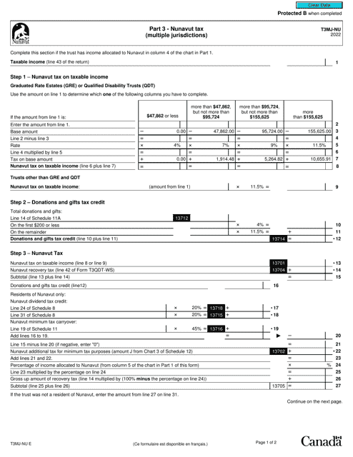 Form T3MJ-NU Part 3 2022 Printable Pdf