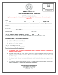 Provisional Texas Mortuary Law Exam Application - Texas