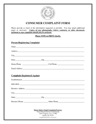 Consumer Complaint Form - Texas, Page 2