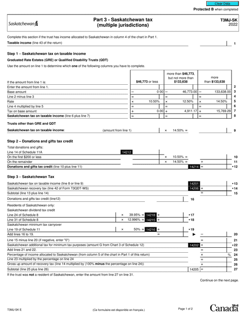 Form T3MJ-SK Part 3 2022 Printable Pdf