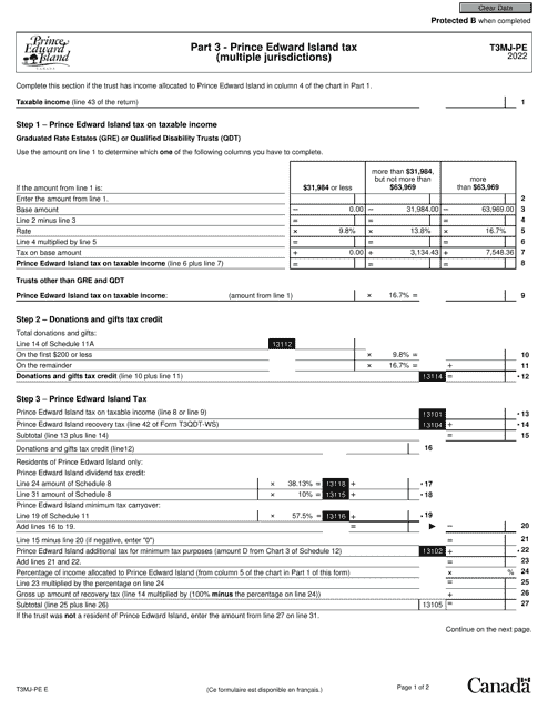 Form T3MJ-PE Part 3 2022 Printable Pdf