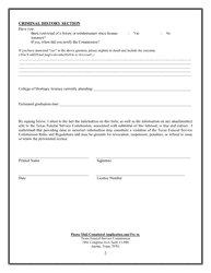 Provisional Funeral Director/Embalmer Renewal Application - Texas, Page 2