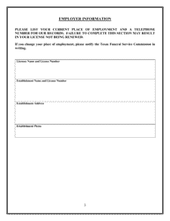 Provisional Funeral Director/Embalmer Renewal Application - Texas, Page 3