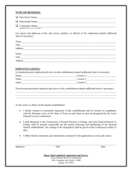 Funeral Establishment Application - Texas, Page 3