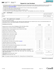 Form T1A Request for Loss Carryback - Canada