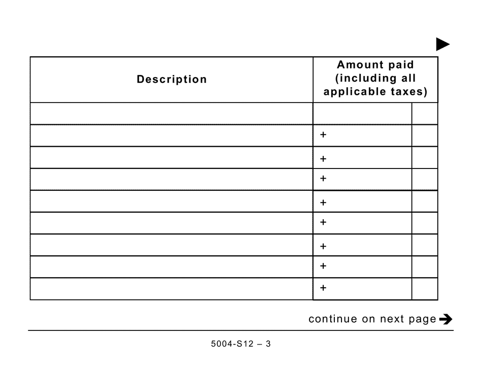 Form 5004-S12 Schedule NB(S12) New Brunswick Seniors Home Renovation Tax Credit - Large Print - Canada, Page 3