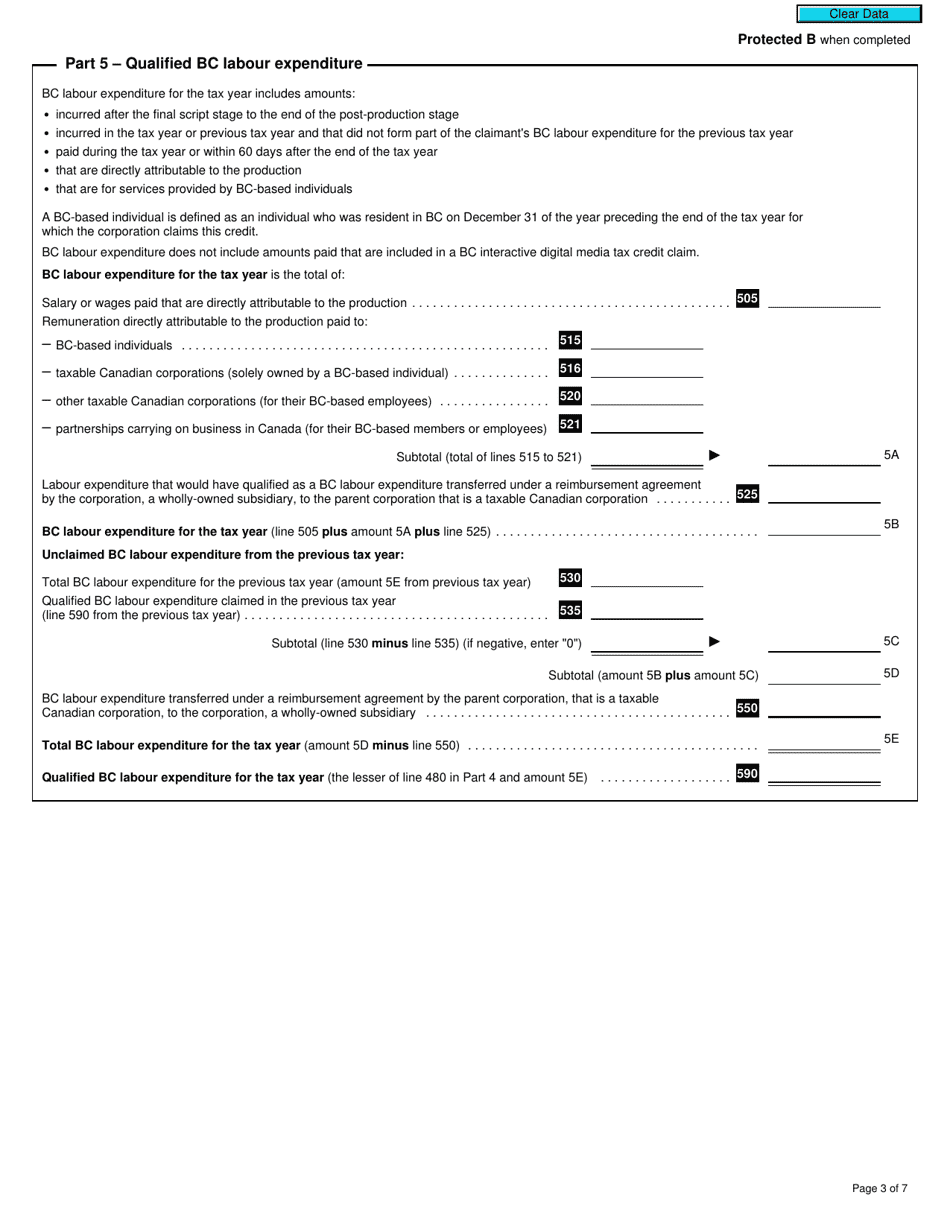 Form T1196 British Columbia Film and Television Tax Credit (2020 and Later Tax Years) - Canada, Page 3