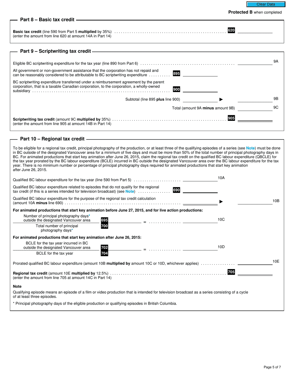 Form T1196 British Columbia Film and Television Tax Credit (2020 and Later Tax Years) - Canada, Page 5