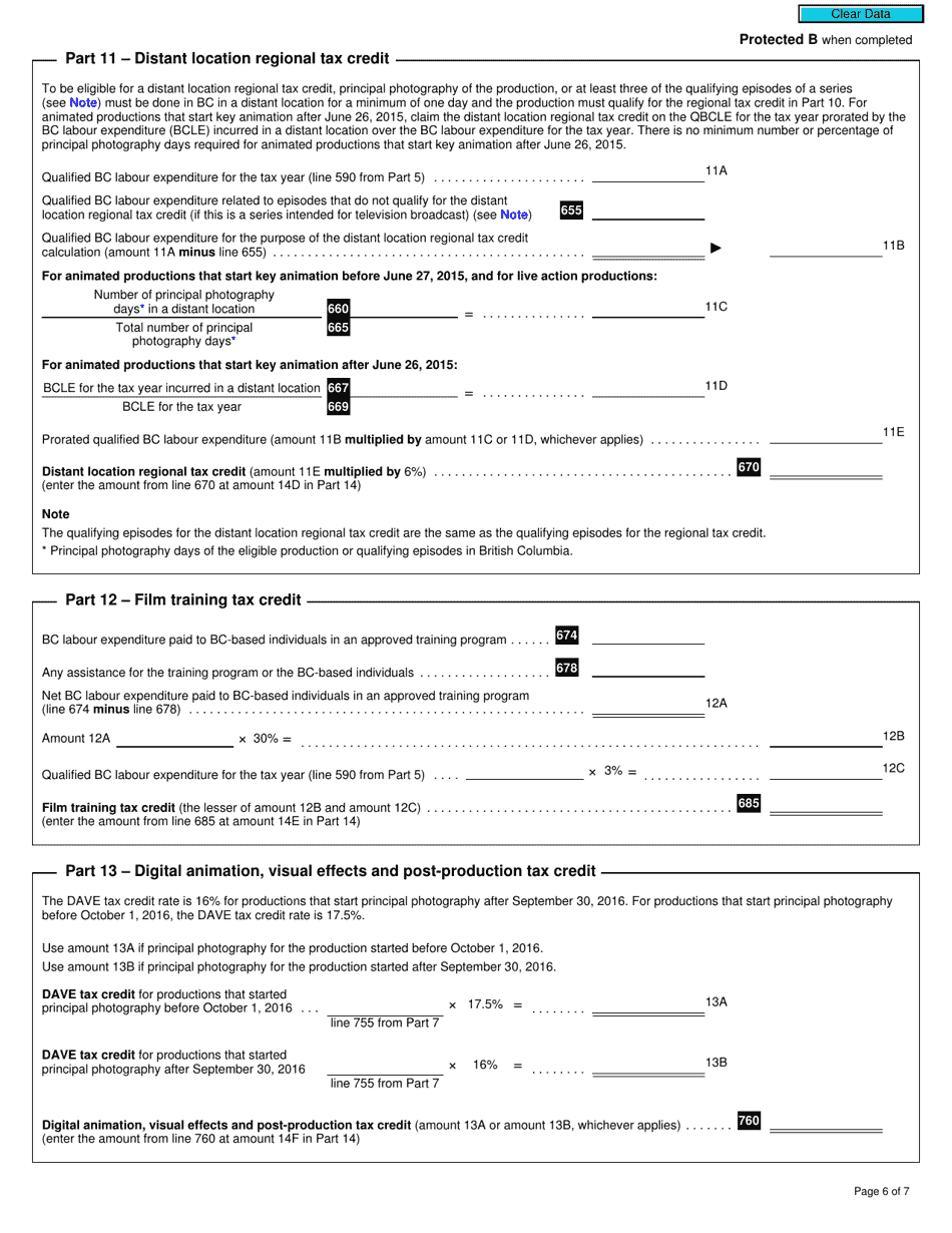 Form T1196 British Columbia Film and Television Tax Credit (2020 and Later Tax Years) - Canada, Page 6