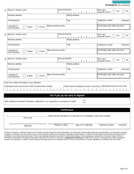 Form B248 Registration Form Under the Provisions of the Air Travellers Security Charge Act - Canada, Page 2