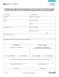 Form CPT170 Certificate of Coverage Under the Canada Pension Plan Pursuant to Article 6 Sub-paragraph (B) and Articles 7 and 11 of the Social Security Agreement Between Canada and Bulgaria - Canada, Page 2
