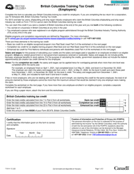 Form T1014-1 British Columbia Training Tax Credit (Employers) - Canada