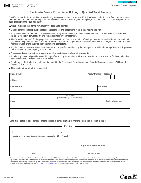 Form T1024  Printable Pdf