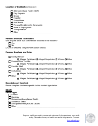 Residential Childcare Provider Critical Incident Information Form - Colorado, Page 2