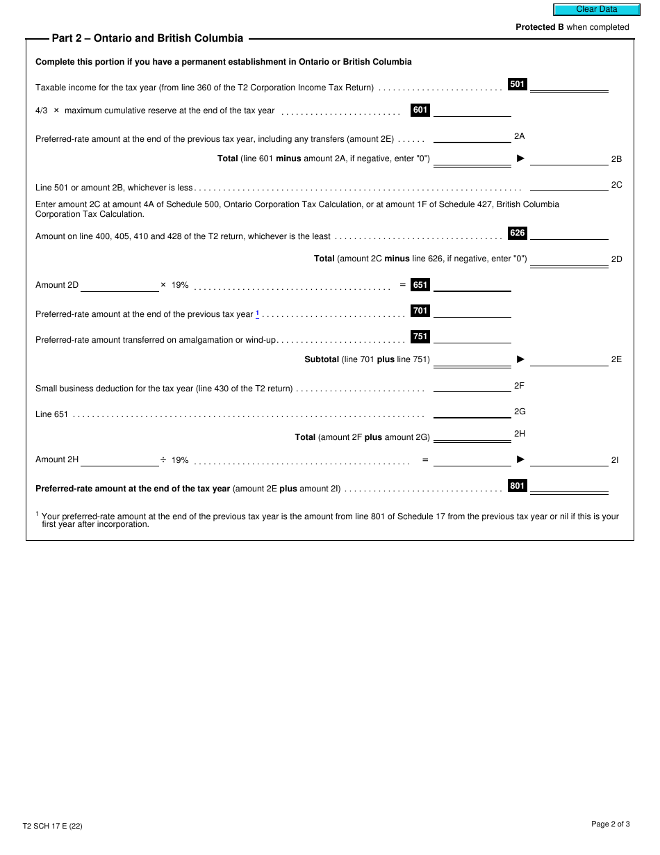 Form T2 Schedule 17 Credit Union Deductions (2022 and Later Tax Years) - Canada, Page 2