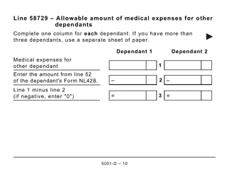 Form 5001-D Worksheet NL428 Newfoundland and Labrador (Large Print) - Canada, Page 10