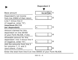 Form 5001-D Worksheet NL428 Newfoundland and Labrador (Large Print) - Canada, Page 6