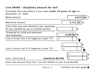 Form 5001-D Worksheet NL428 Newfoundland and Labrador (Large Print) - Canada, Page 7