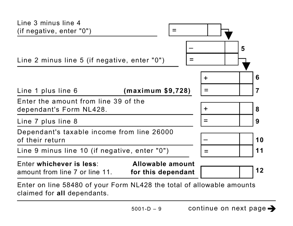 Form 5001-D Worksheet NL428 Newfoundland and Labrador (Large Print) - Canada, Page 9