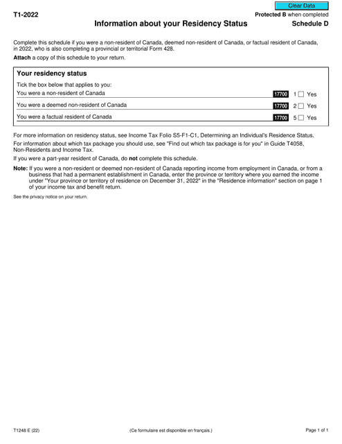 Form T1248 Schedule D 2022 Printable Pdf