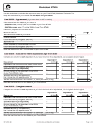 Form 5012-D Worksheet NT428 Northwest Territories - Canada