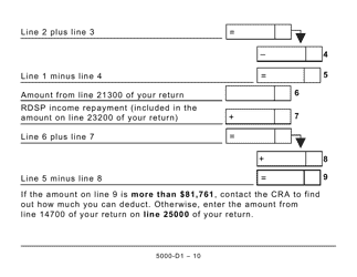 Form 5000-D1 Federal Worksheet - Large Print - Canada, Page 10