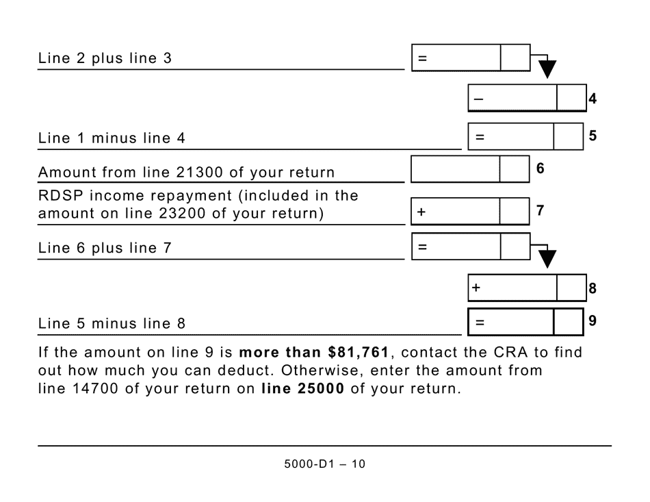 Form 5000-D1 Federal Worksheet - Large Print - Canada, Page 10
