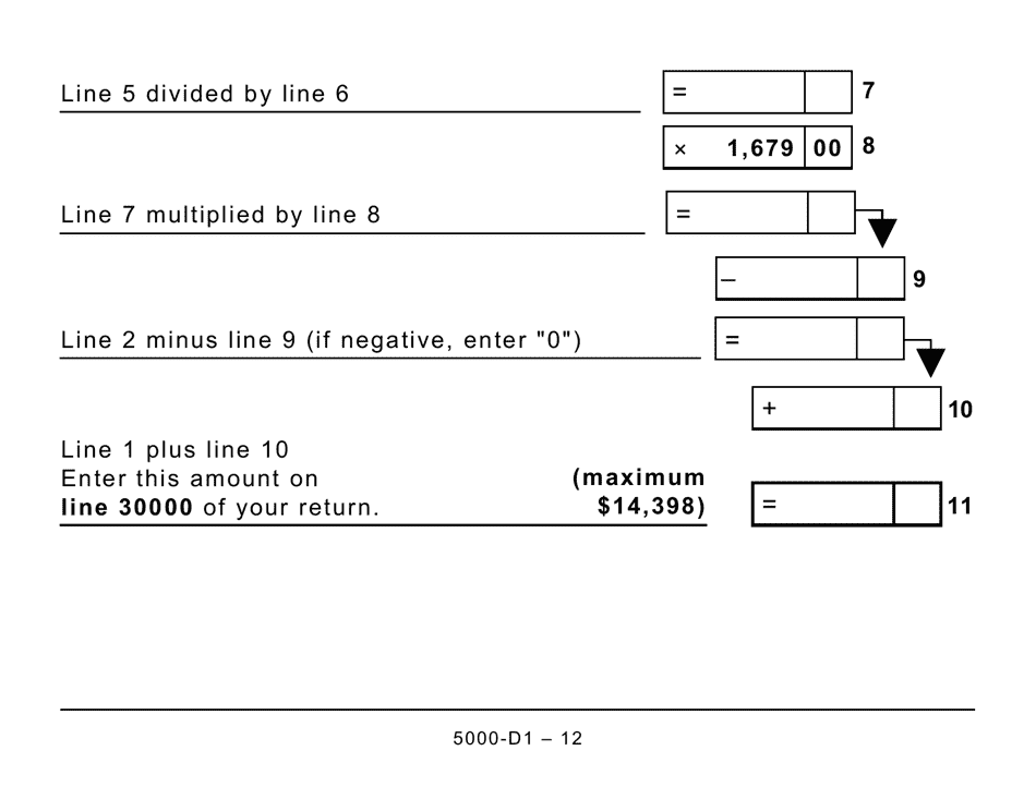 Form 5000-D1 Federal Worksheet - Large Print - Canada, Page 12