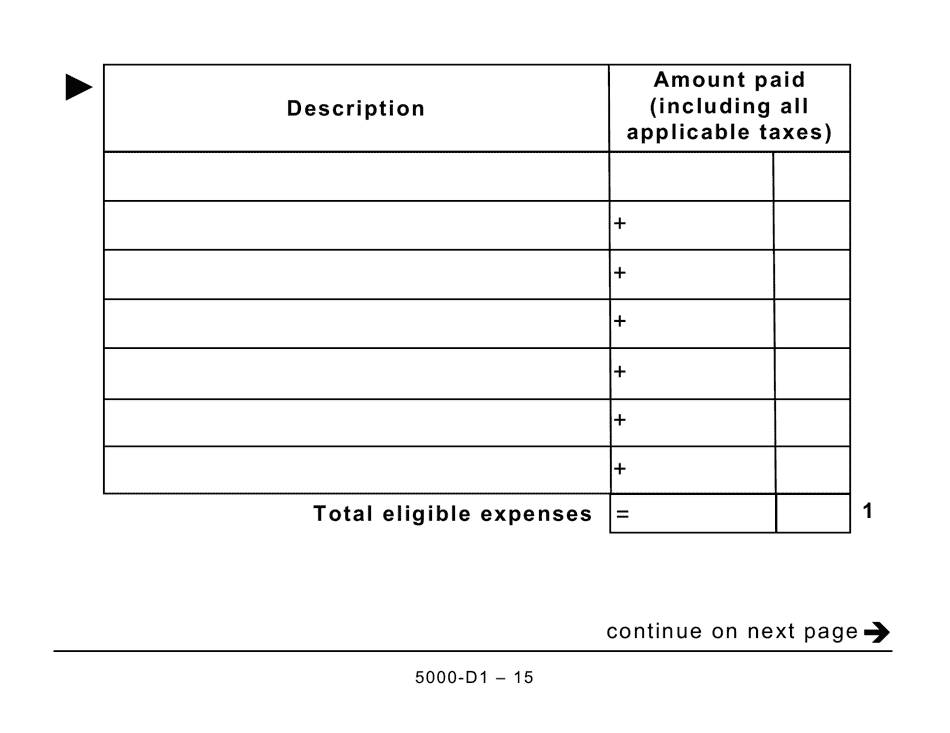Form 5000-D1 Federal Worksheet - Large Print - Canada, Page 15