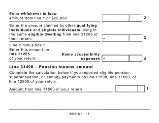 Form 5000-D1 Federal Worksheet - Large Print - Canada, Page 16