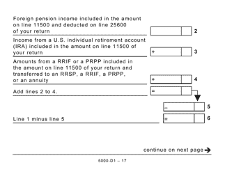 Form 5000-D1 Federal Worksheet - Large Print - Canada, Page 17