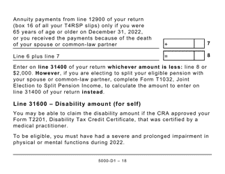 Form 5000-D1 Federal Worksheet - Large Print - Canada, Page 18