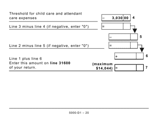 Form 5000-D1 Federal Worksheet - Large Print - Canada, Page 20