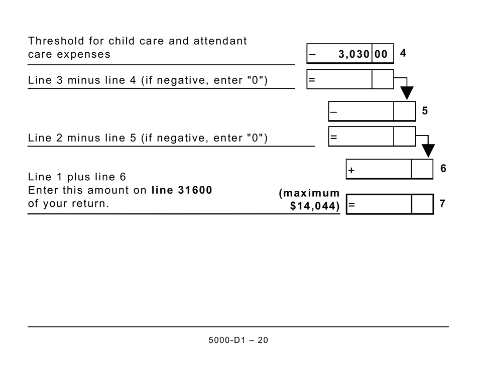 Form 5000-D1 Federal Worksheet - Large Print - Canada, Page 20