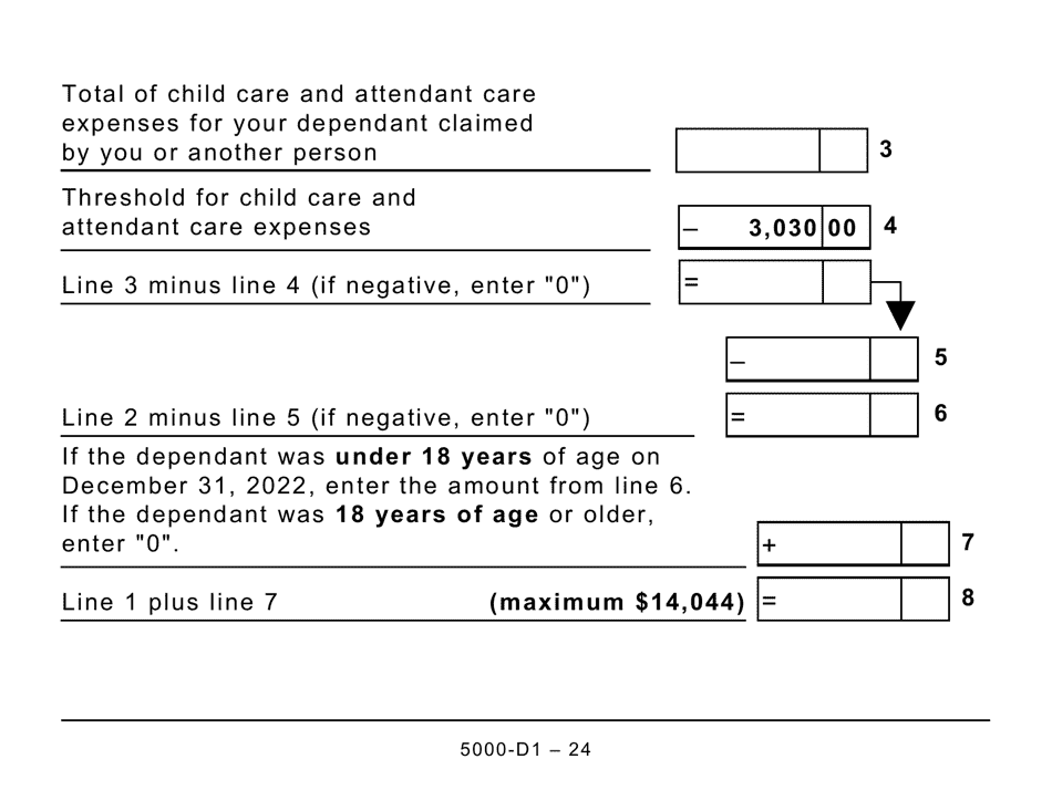 Form 5000-D1 Federal Worksheet - Large Print - Canada, Page 24