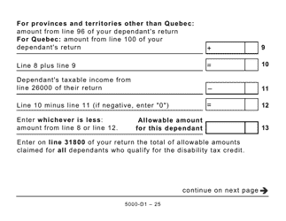 Form 5000-D1 Federal Worksheet - Large Print - Canada, Page 25