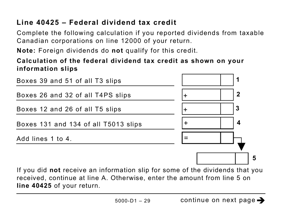 Form 5000-D1 Federal Worksheet - Large Print - Canada, Page 29