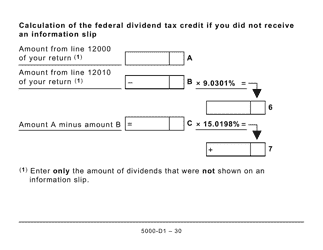 Form 5000-D1 Federal Worksheet - Large Print - Canada, Page 30