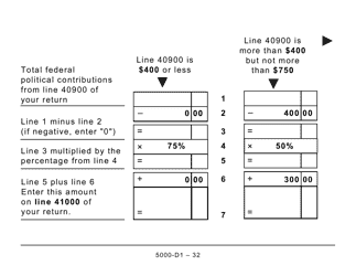 Form 5000-D1 Federal Worksheet - Large Print - Canada, Page 32