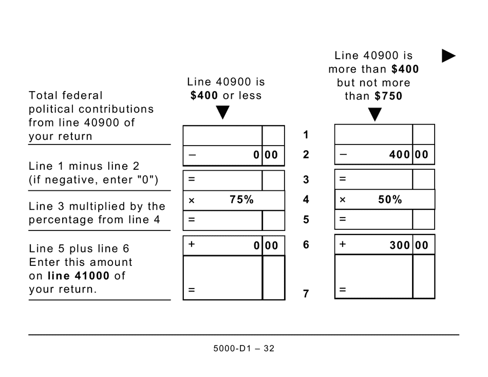 Form 5000-D1 Federal Worksheet - Large Print - Canada, Page 32