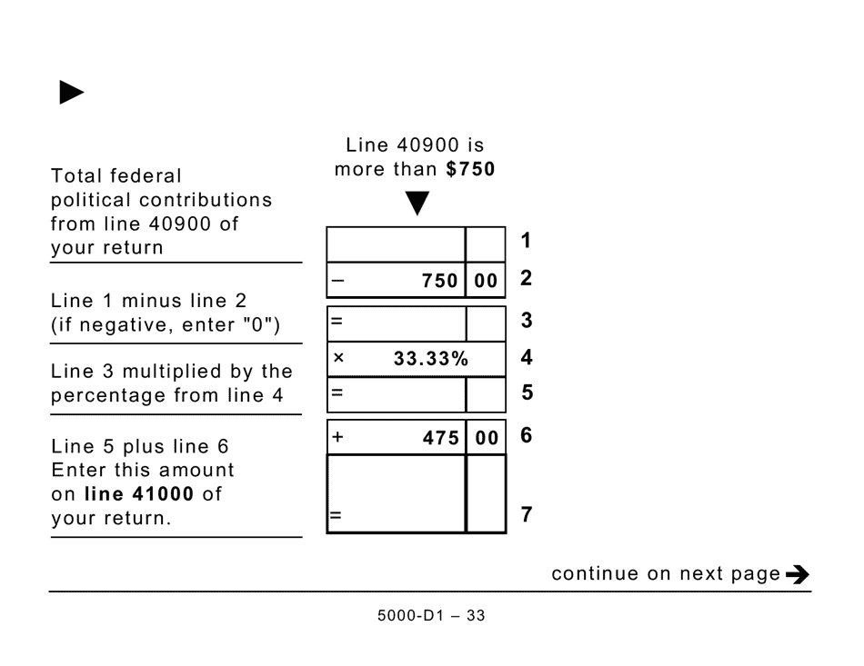 Form 5000-D1 Federal Worksheet - Large Print - Canada, Page 33