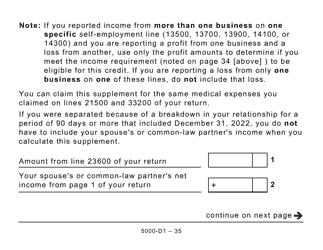 Form 5000-D1 Federal Worksheet - Large Print - Canada, Page 35