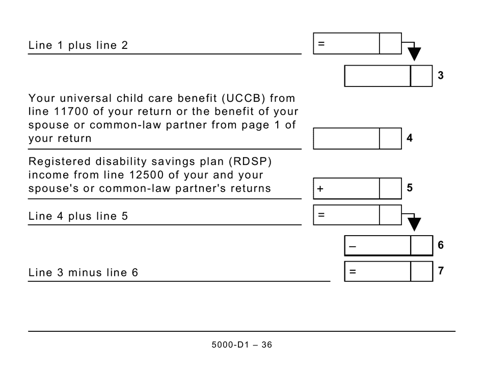 Form 5000-D1 Federal Worksheet - Large Print - Canada, Page 36