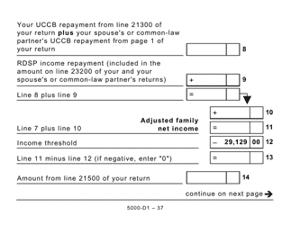 Form 5000-D1 Federal Worksheet - Large Print - Canada, Page 37