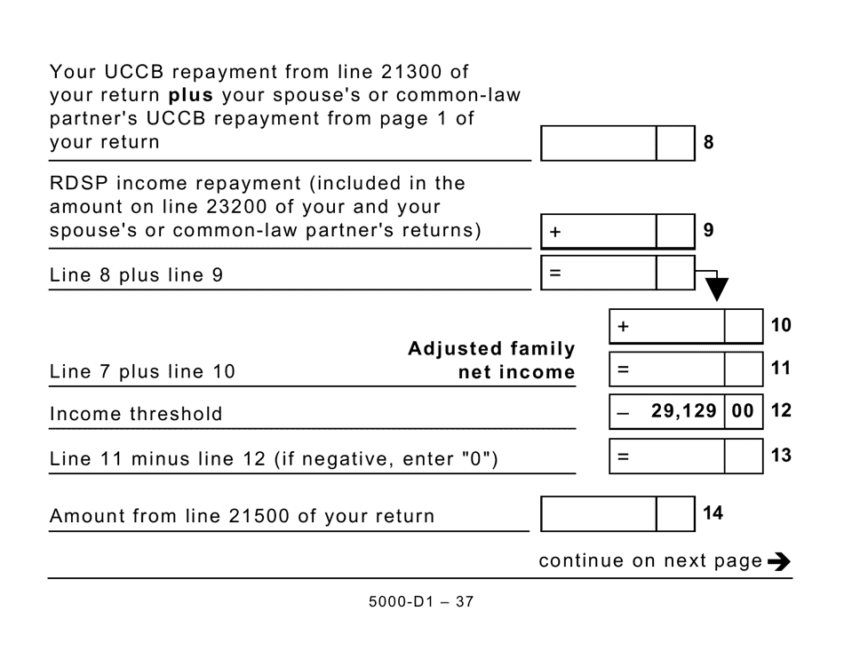 Form 5000-D1 Federal Worksheet - Large Print - Canada, Page 37