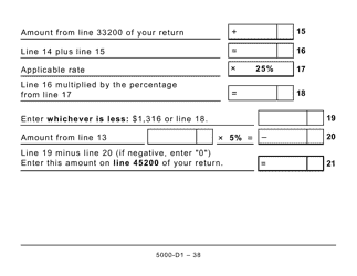 Form 5000-D1 Federal Worksheet - Large Print - Canada, Page 38