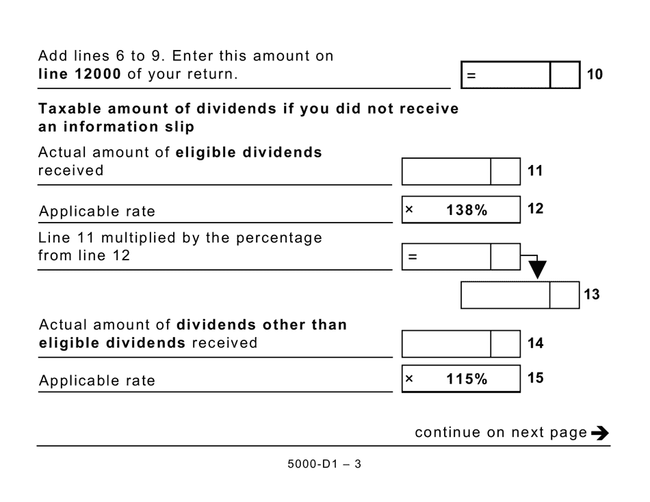 Form 5000-D1 Federal Worksheet - Large Print - Canada, Page 3