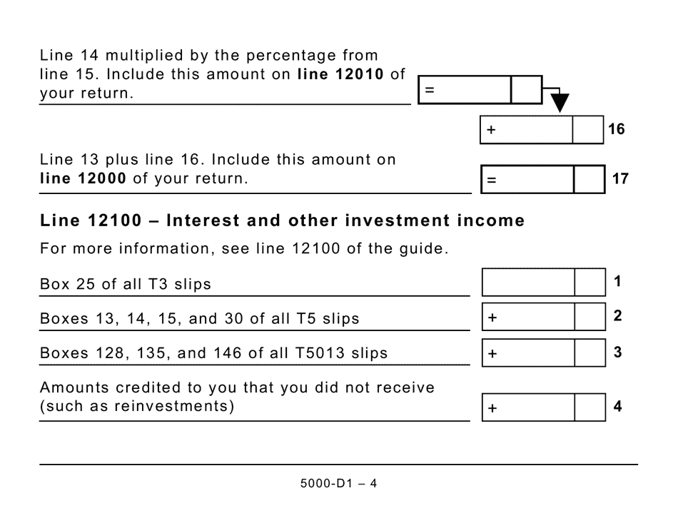 Form 5000-D1 Federal Worksheet - Large Print - Canada, Page 4