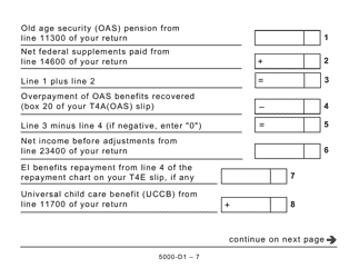 Form 5000-D1 Federal Worksheet - Large Print - Canada, Page 7