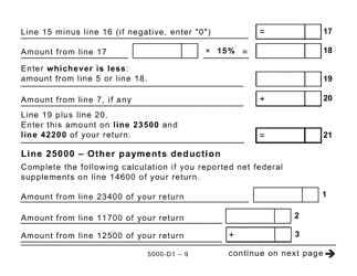 Form 5000-D1 Federal Worksheet - Large Print - Canada, Page 9